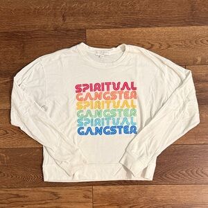 Spiritual Gangster Cream Tee with Pink Accents